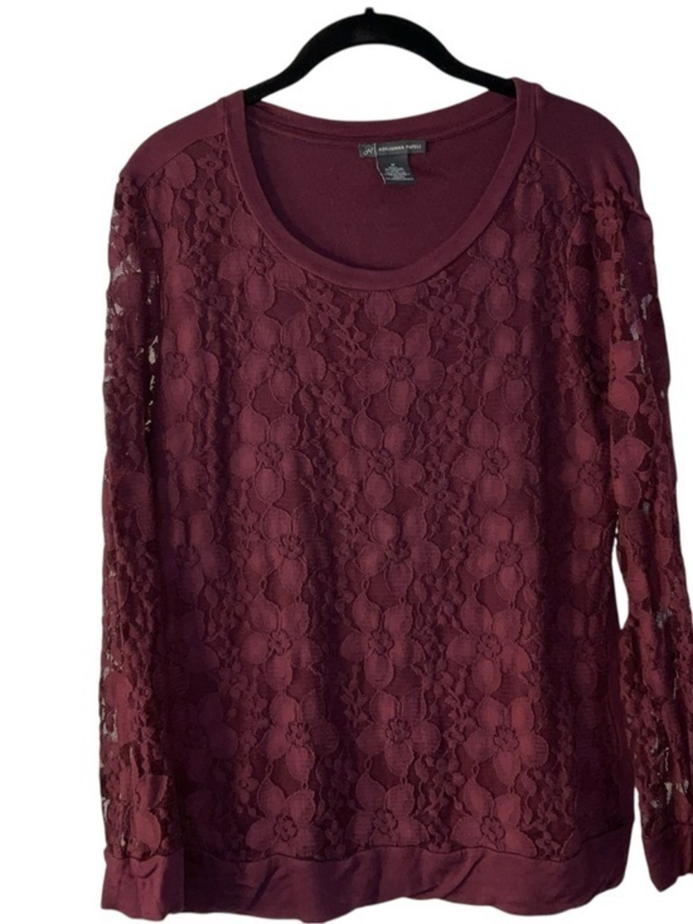Ava & Viv Burgundy Floral Lace Pullover